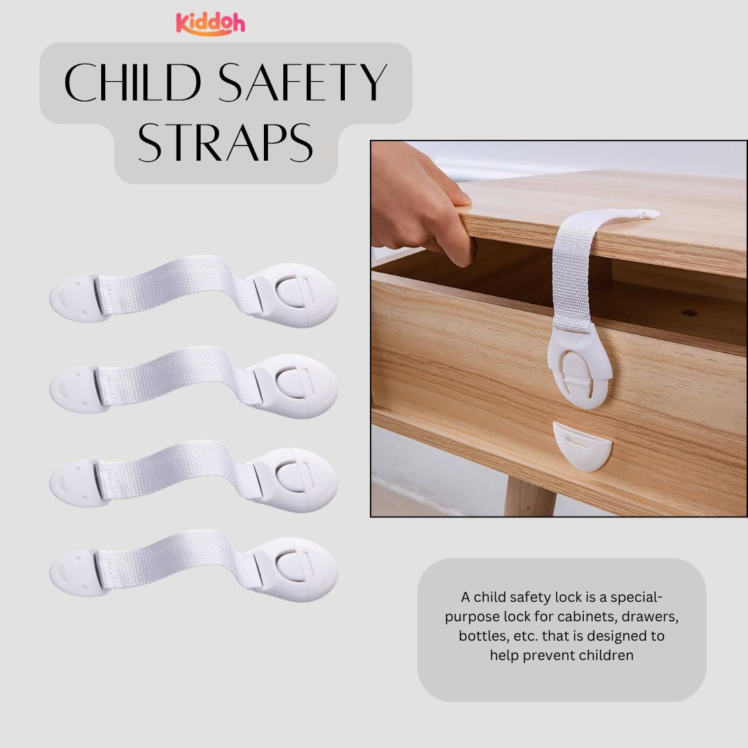 kiddoh Strong Adhesive Safety Locks (Pack of 4) Child Safety Strap Lock-picture-22