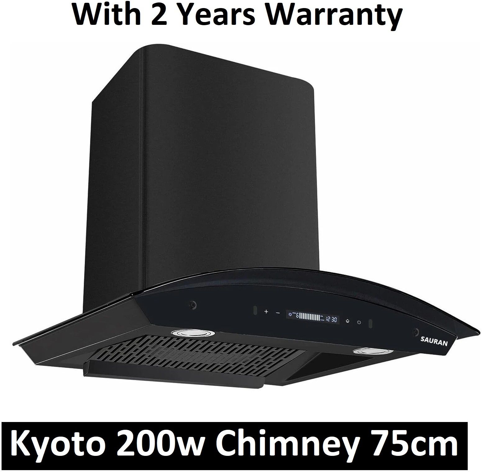sauran Kyoto Kitchen Chimney 75cm Auto Clean Touch Control With Warranty (CHM39) Auto Clean Wall and Ceiling Mounted Black 1300 CMH Chimney-picture-33