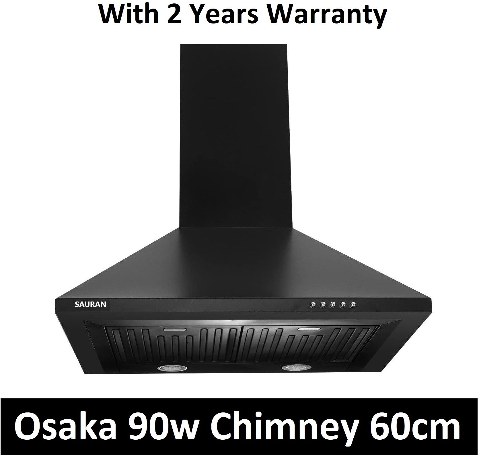 sauran Osaka Kitchen Chimney 60cm Push Button Control With Warranty (CHM25) Wall and Ceiling Mounted Black 900 CMH Chimney-picture-27