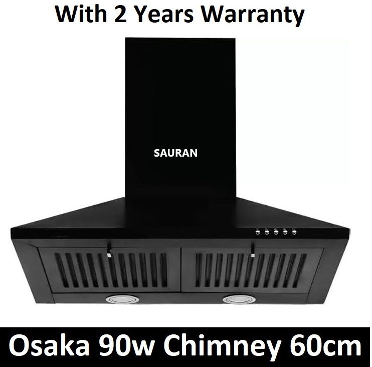 sauran Osaka Kitchen Chimney 60cm Push Button Control With Warranty (CHM14) Wall and Ceiling Mounted Black 900 CMH Chimney-picture-35