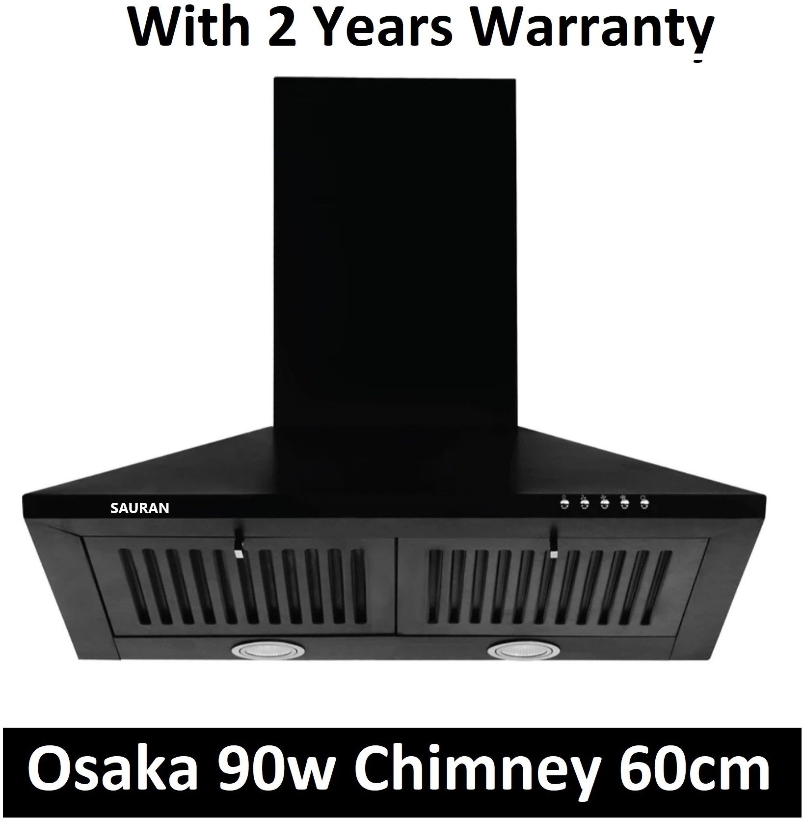 sauran Osaka Kitchen Chimney 60cm Push Button Control With Warranty (CHM20) Wall and Ceiling Mounted Black 900 CMH Chimney-picture-30