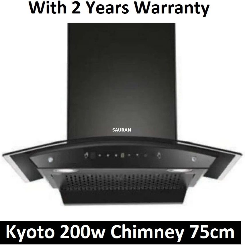 sauran Kyoto Kitchen Chimney 75cm Auto Clean Touch Control With Warranty (CHM41) Auto Clean Wall and Ceiling Mounted Black 1300 CMH Chimney-picture-7