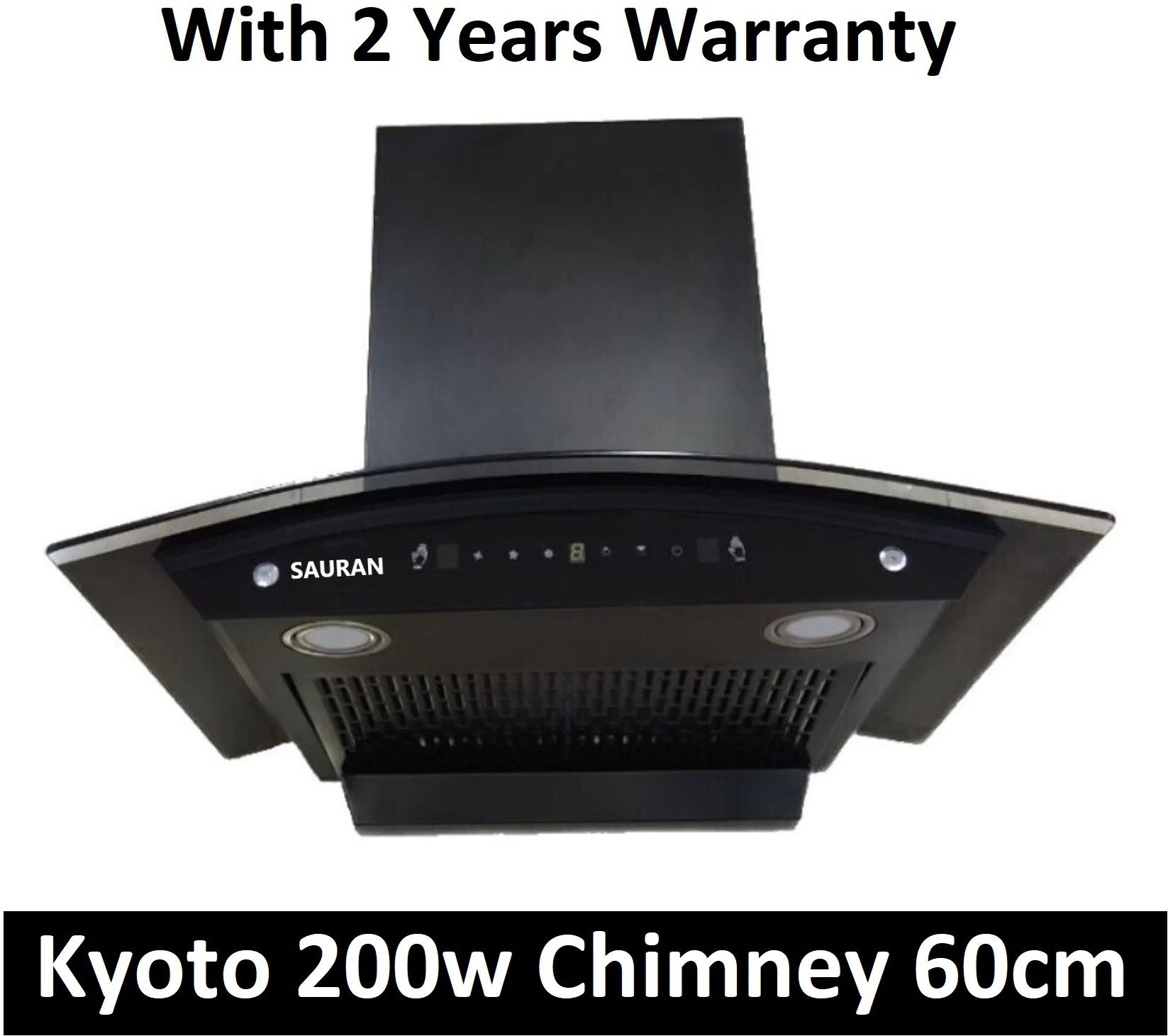 sauran Kyoto 200w Chimney 60cm (CHM32) Auto Clean Wall and Ceiling Mounted Black 1300 CMH Chimney-picture-21