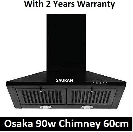 sauran Osaka Kitchen Chimney 60cm Push Button Control With Warranty (CHM21) Wall and Ceiling Mounted Black 900 CMH Chimney-picture-34
