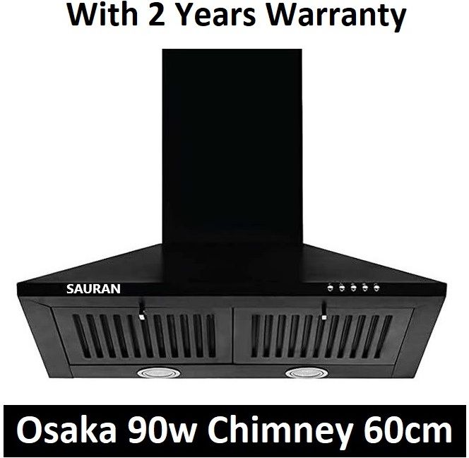 sauran Osaka Kitchen Chimney 60cm Push Button Control With Warranty (CHM13) Wall and Ceiling Mounted Black 900 CMH Chimney-picture-32