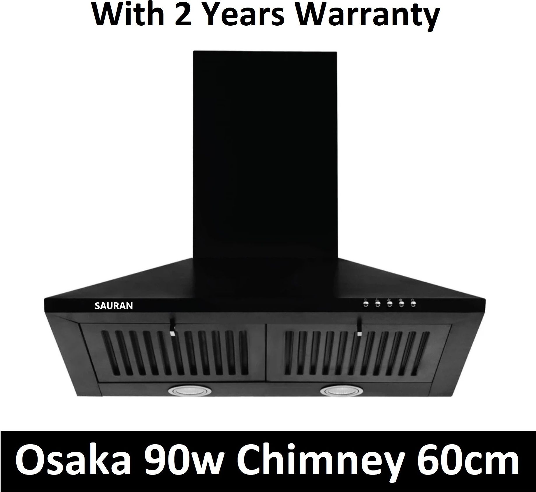 sauran Osaka Kitchen Chimney 60cm Push Button Control With Warranty CHM3.1 Wall and Ceiling Mounted Black 900 CMH Chimney-picture-0