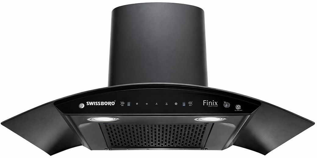 FINIX Curved Kitchen Hood 90 cm 1400 m³/hr Powerful Suction Auto Clean Chimney Auto Clean Wall Mounted Black 1400 CMH Chimney-image-45