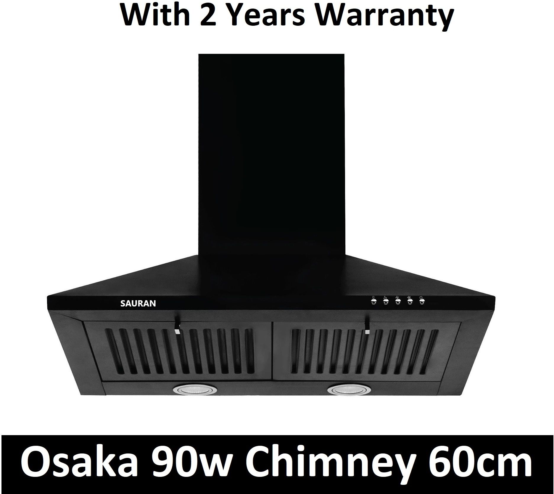 sauran Osaka Kitchen Chimney 60cm Push Button Control With Warranty (CHM18) Wall and Ceiling Mounted Black 900 CMH Chimney-picture-39