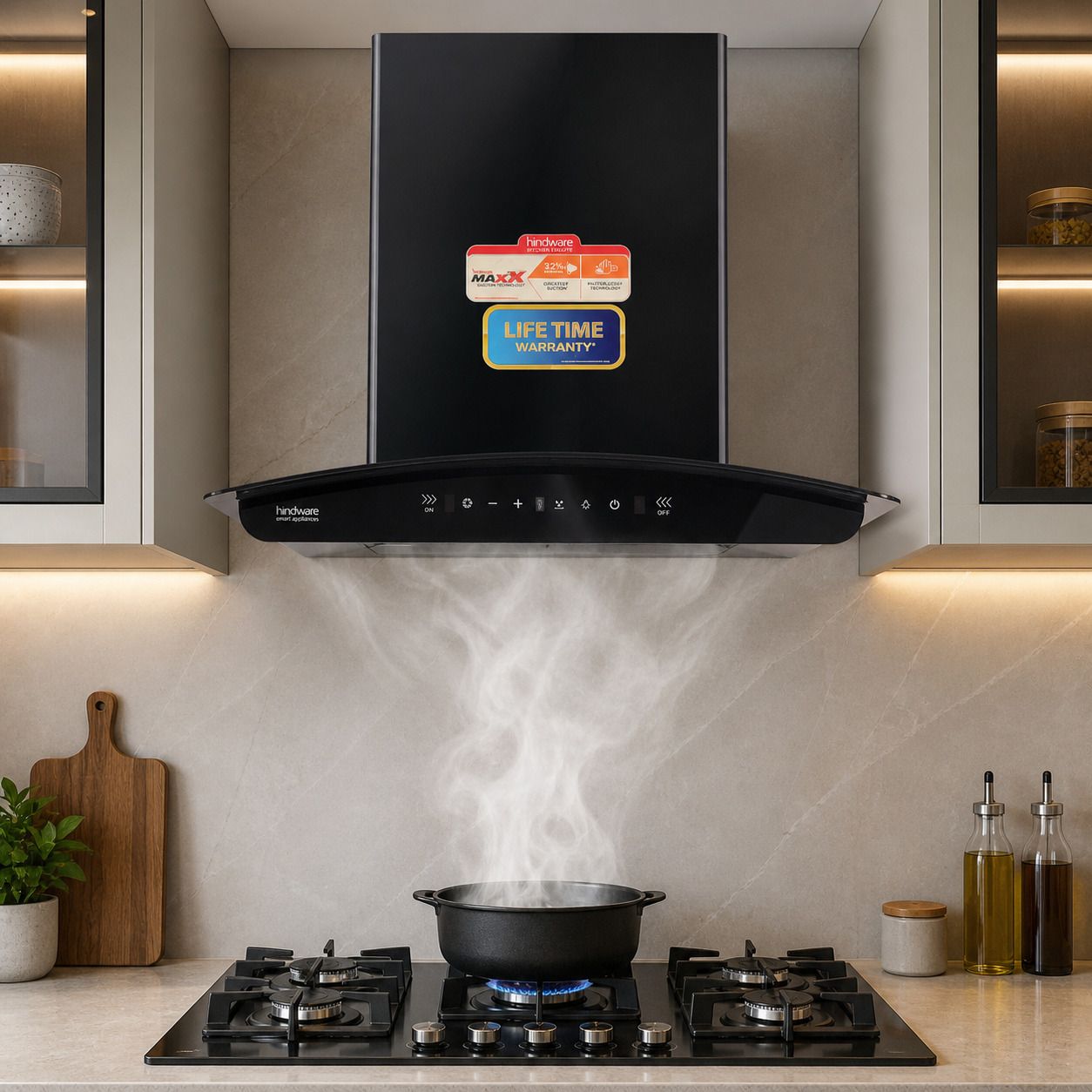 ZINNIA BLK 60 | MaxX SILENCE CHIMNEY | Filterless | 32% Less Noise Auto Clean Wall Mounted black 1350 CMH Chimney-image-23