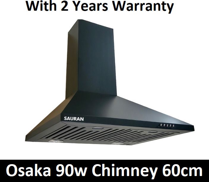 sauran Osaka Kitchen Chimney 60cm Push Button Control With Warranty (CHM11) Wall and Ceiling Mounted Black 900 CMH Chimney-picture-38