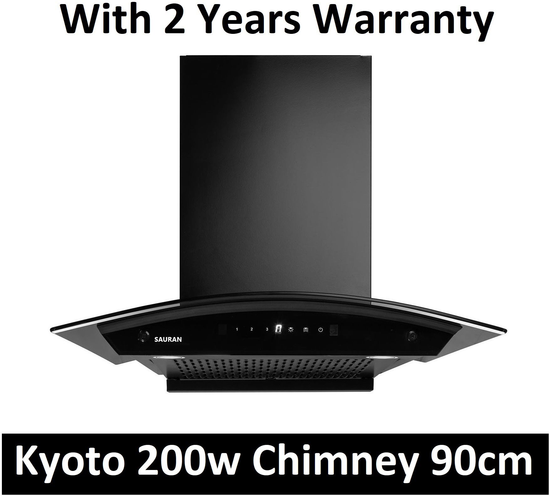 sauran Kyoto Kitchen Chimney 90cm Auto Clean Touch Control With Warranty (CHM54) Auto Clean Wall and Ceiling Mounted Black 1300 CMH Chimney-picture-20