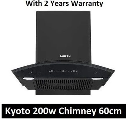 sauran Kyoto Kitchen Chimney 60cm Auto Clean Touch Control With Warranty(CHM30) Auto Clean Wall and Ceiling Mounted Black 1300 CMH Chimney-picture-6