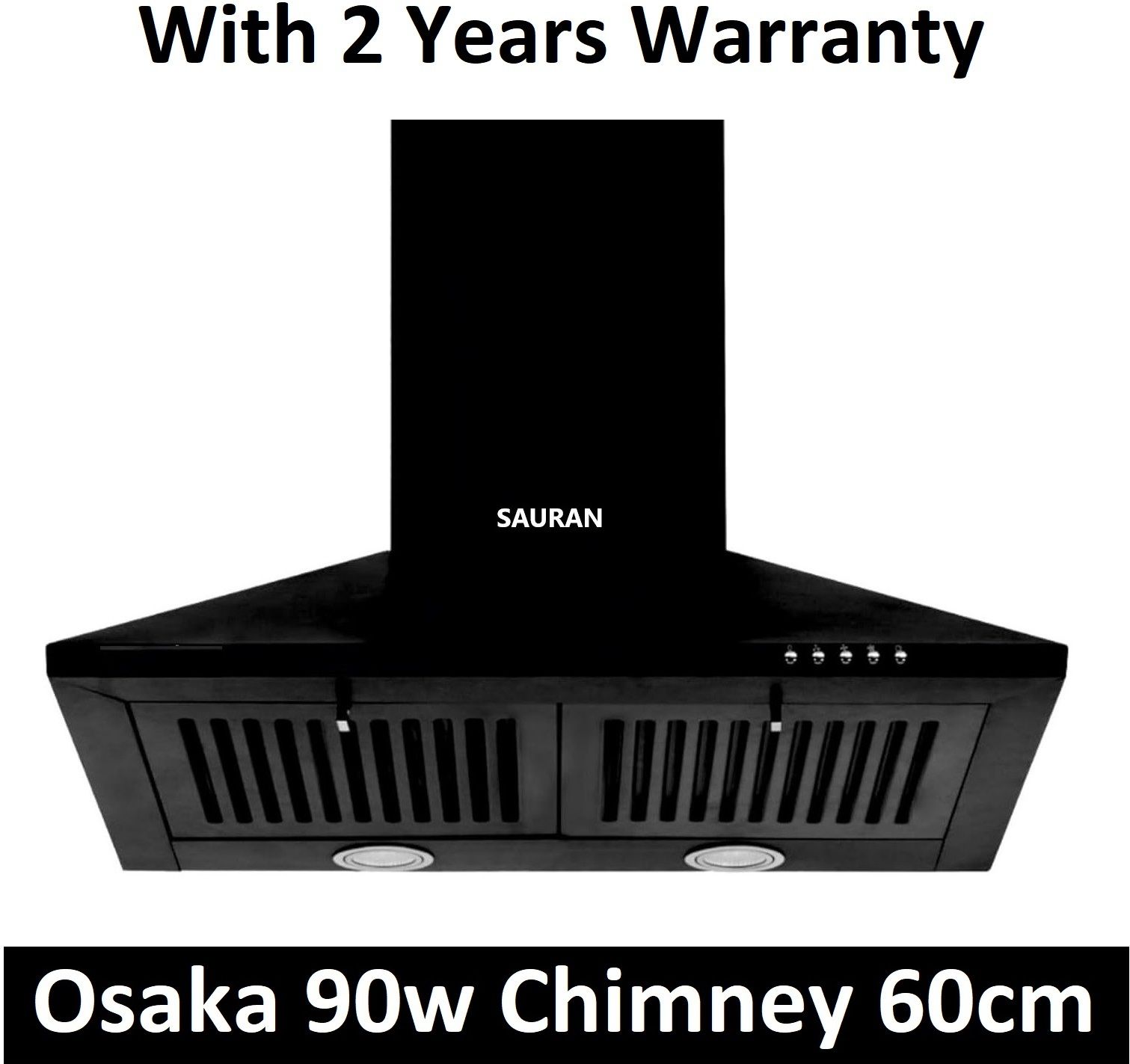 sauran Osaka Kitchen Chimney 60cm Push Button Control With Warranty (CHM19) Wall and Ceiling Mounted Black 900 CMH Chimney-picture-18