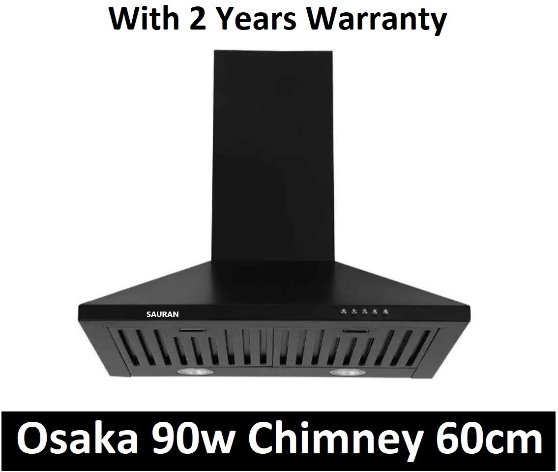sauran Osaka Kitchen Chimney 60cm Push Button Control With Warranty (CHM23) Wall and Ceiling Mounted Black 900 CMH Chimney-picture-29