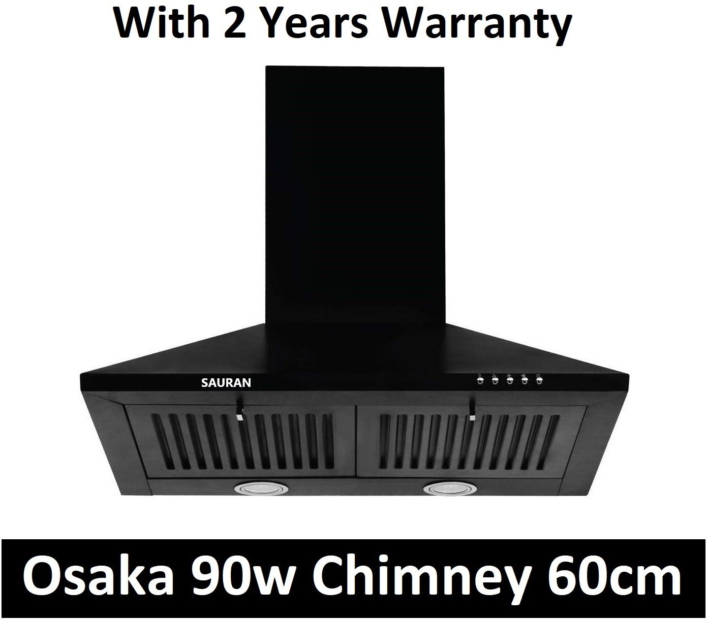 sauran Osaka Kitchen Chimney 60cm Push Button Control With Warranty (CHM7) Wall and Ceiling Mounted Black 900 CMH Chimney-picture-26