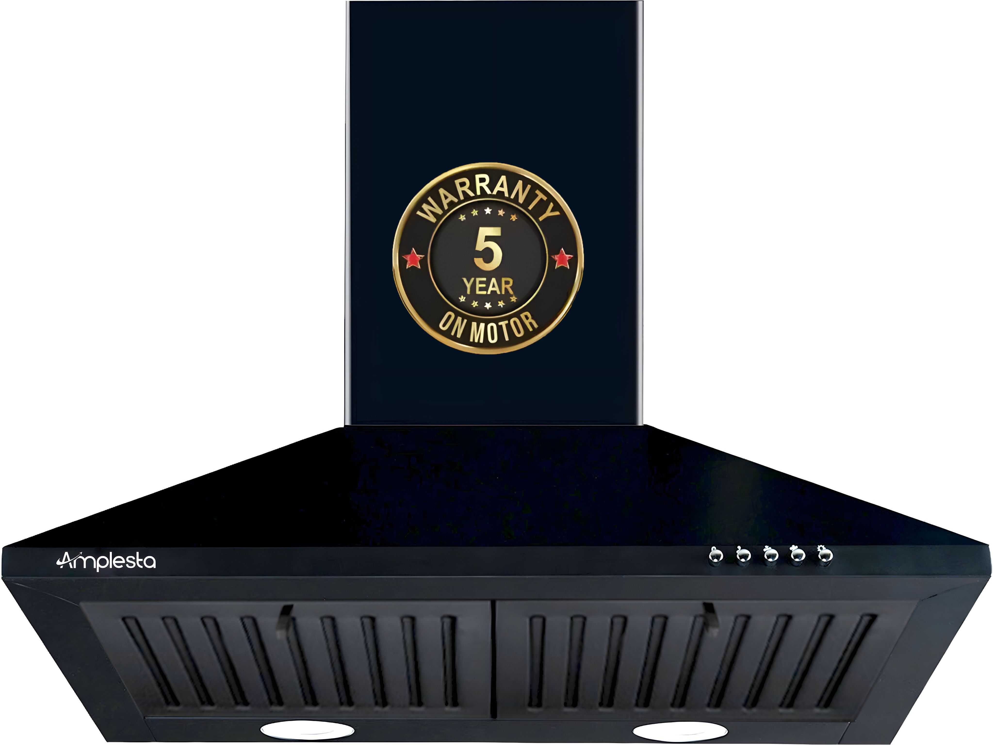 EcoFlow 60cm Pyramid Kitchen chimney, 1150 CMH, Baffle Filter, 130W Copper Motor Wall Mounted Black 1150 CMH Chimney