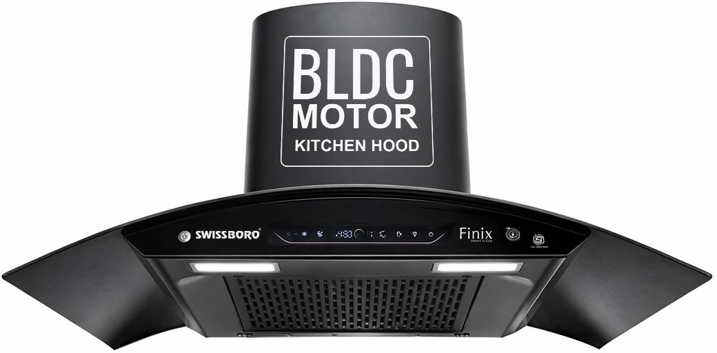 FINIX Curve Kitchen Chimney 90 cm 1800 m³/hr Suction BLDC Motor Auto Clean Auto Clean Wall Mounted Black 1800 CMH Chimney-image-44