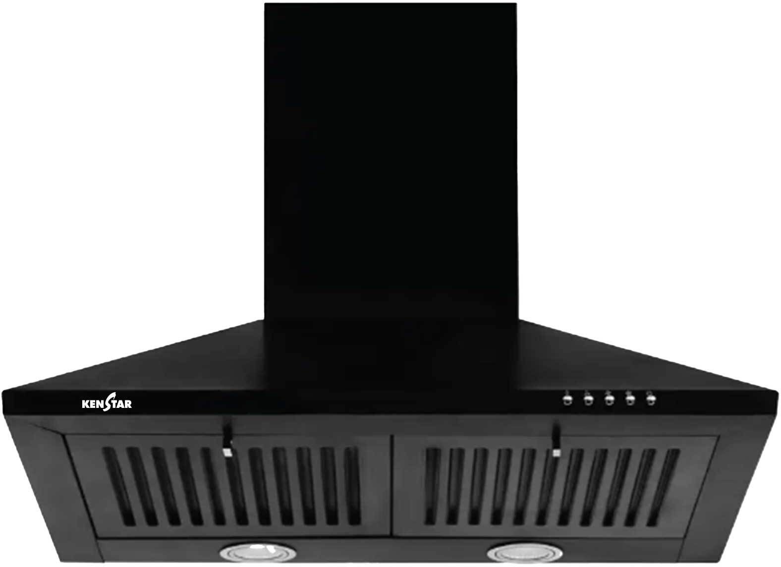 KSCH60P10 Pyramid Shaped 60cm |Twin Baffle Filter | 5 Years Motor Warranty | Energy Efficient LED Light | Powerful Suction | Wall Mounted Black 1000 CMH Chimney