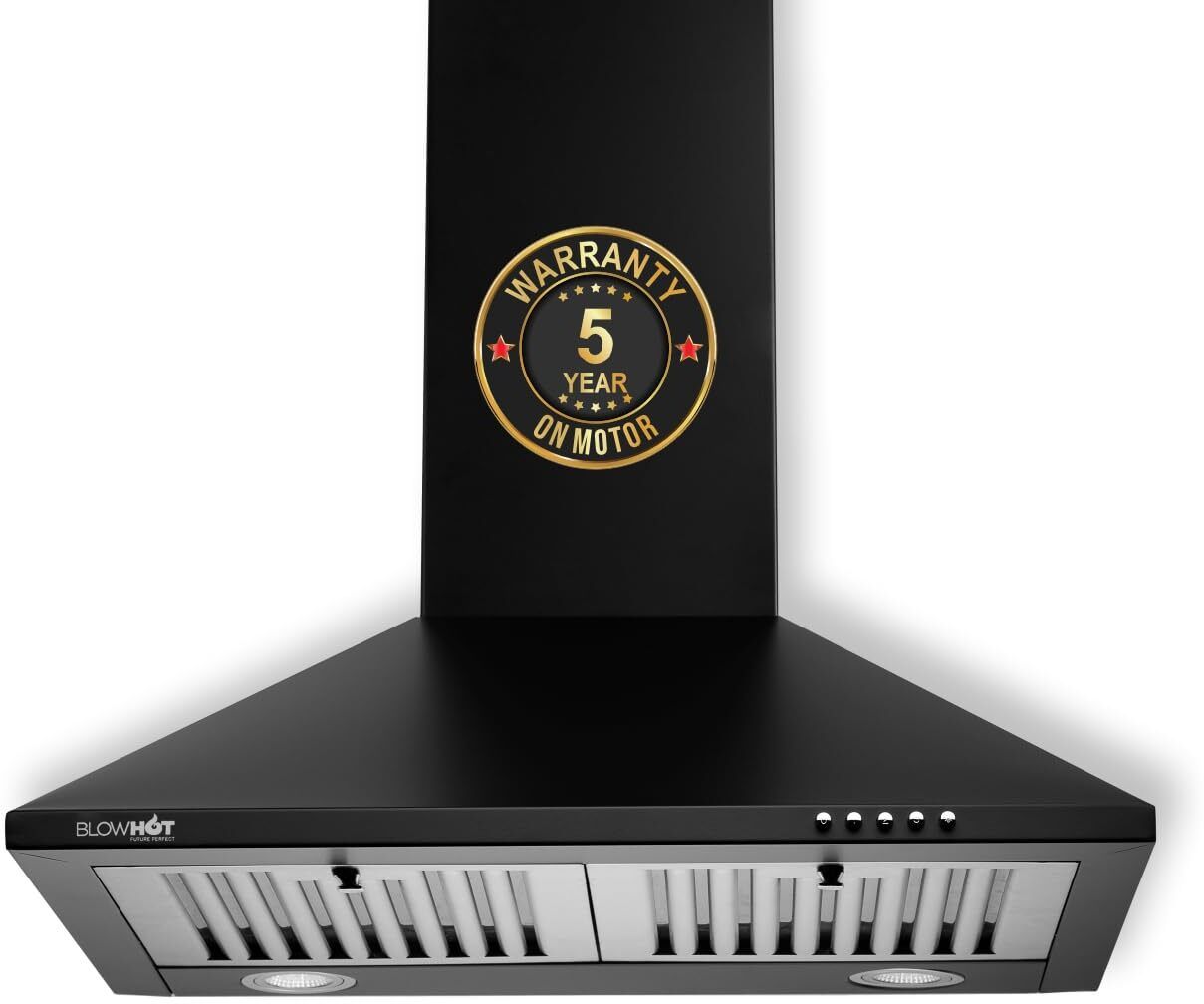 60 cm Iris Plus, Dual Baffle Filter, Push Control, LED Lights, Modular Kitchen Wall Mounted Black 1050 CMH Chimney