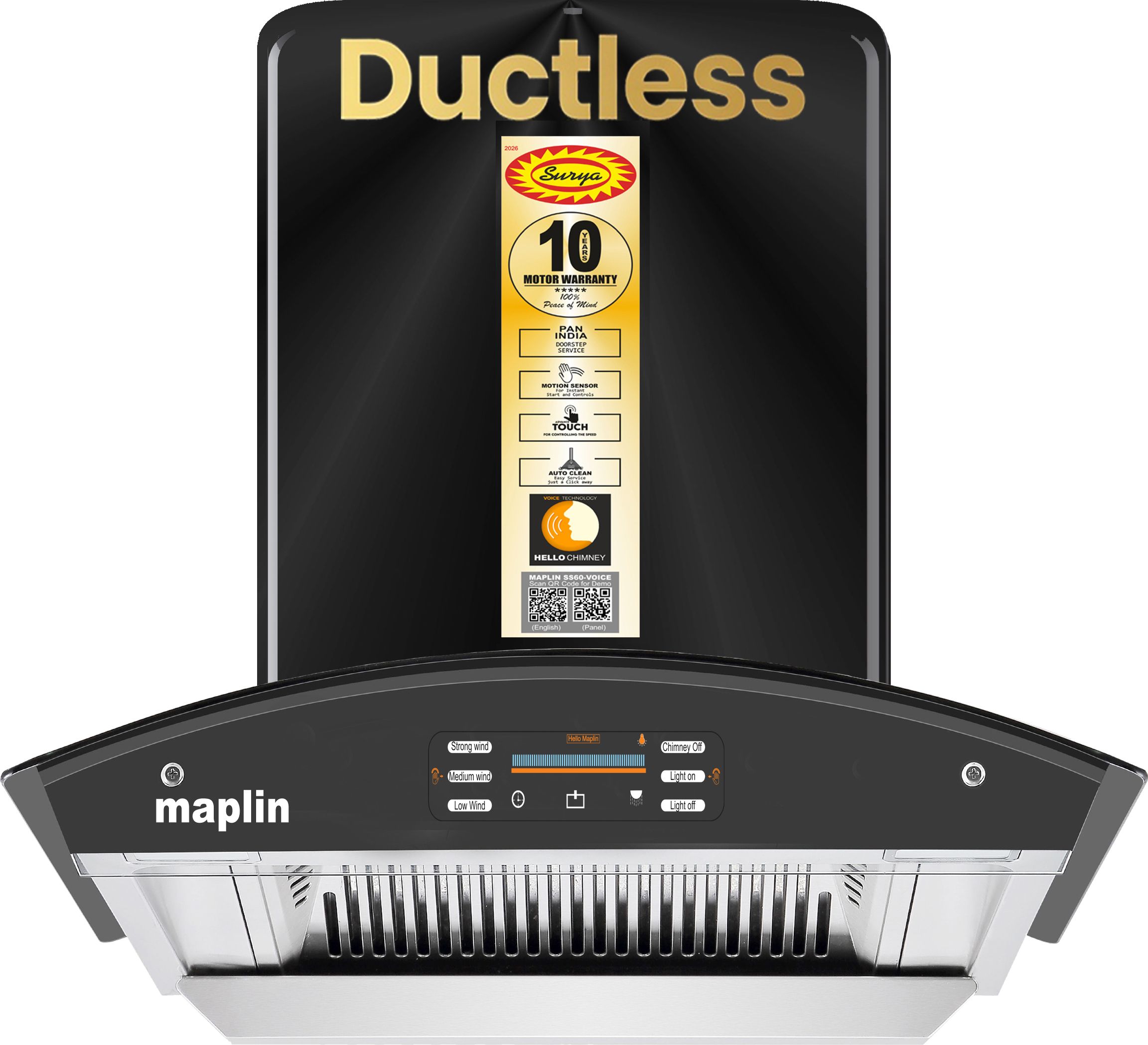 surya Regelia Voice Control Ductless 1500 CMH 60 cm Auto Clean Chimney-picture-23