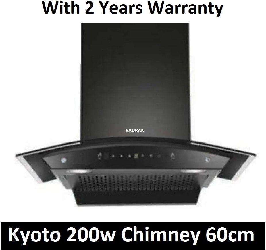 sauran Kyoto Kitchen Chimney 60cm Auto Clean Touch Control With Warranty(CHM31) Auto Clean Wall and Ceiling Mounted Black 1300 CMH Chimney-picture-15