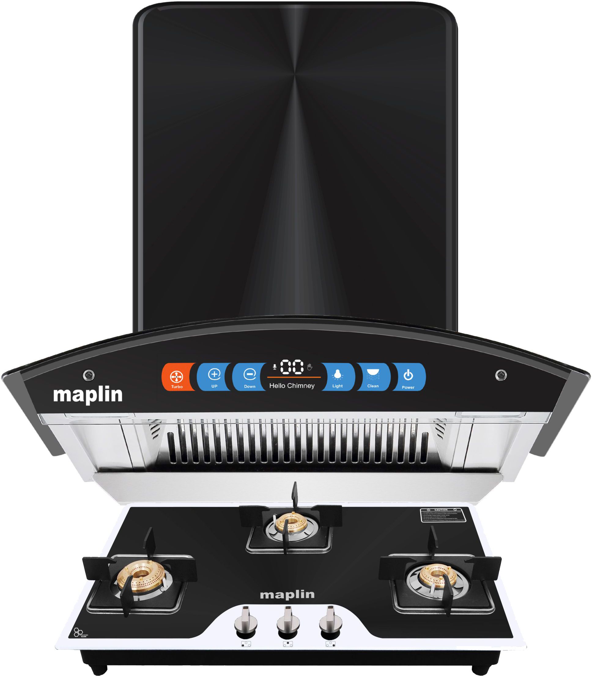 Combo of Gas Cooktop model GH04 Prima & Kitchen Chimney BLDC60 Auto Clean Wall Mounted Black 1400 CMH Chimney-image-0