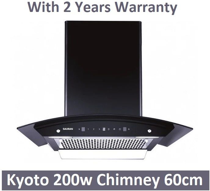 sauran Kyoto Kitchen Chimney 60cm Auto Clean Touch Control With Warranty(CHM28) Auto Clean Wall and Ceiling Mounted Black 1300 CMH Chimney-picture-22