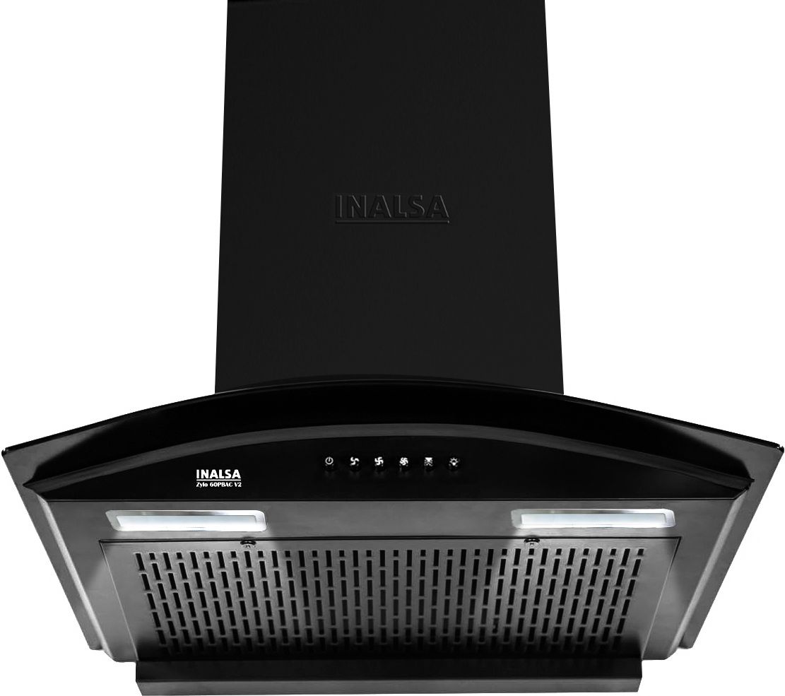 Zylo 60PBAC Filterless 1250 m³/hr Curved Glass, Push Button Control Auto Clean Wall Mounted Black 1250 CMH Chimney-image-38