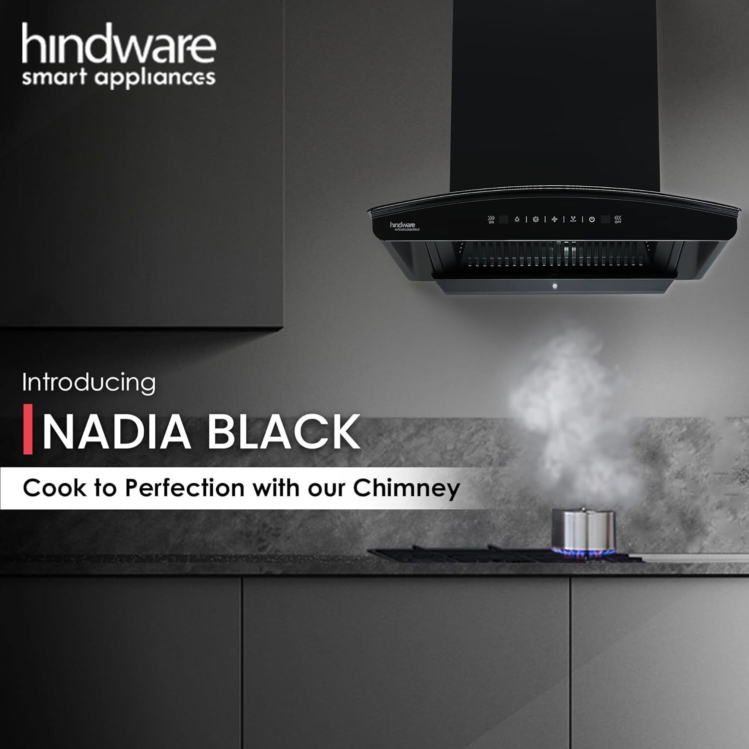 Smart Appliances Nadia IN 60 cm 1500 m?/hr Filterless Auto Clean Wall Mounted Black 1500 CMH Chimney-image-38