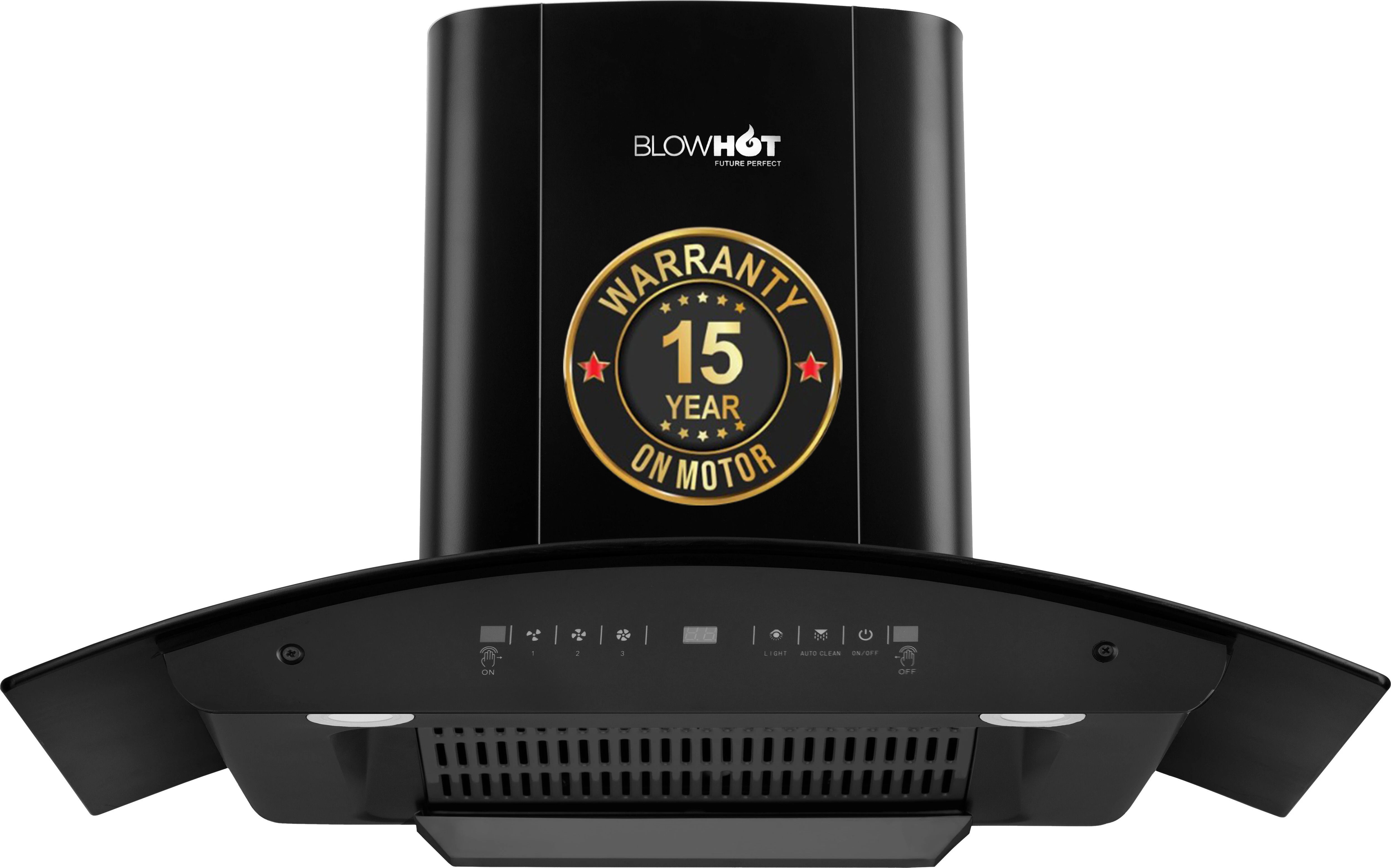 Evana 90cm Filterless Technology Motion Sensor Auto Clean Wall Mounted Black 1500 CMH Chimney