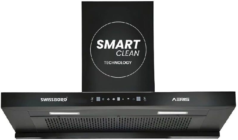AERIS 90 cm 1400 m³/hr Suction T Shape Kitchen Chimney Smart Clean Technology Auto Clean Wall Mounted Black 1400 CMH Chimney-image-45