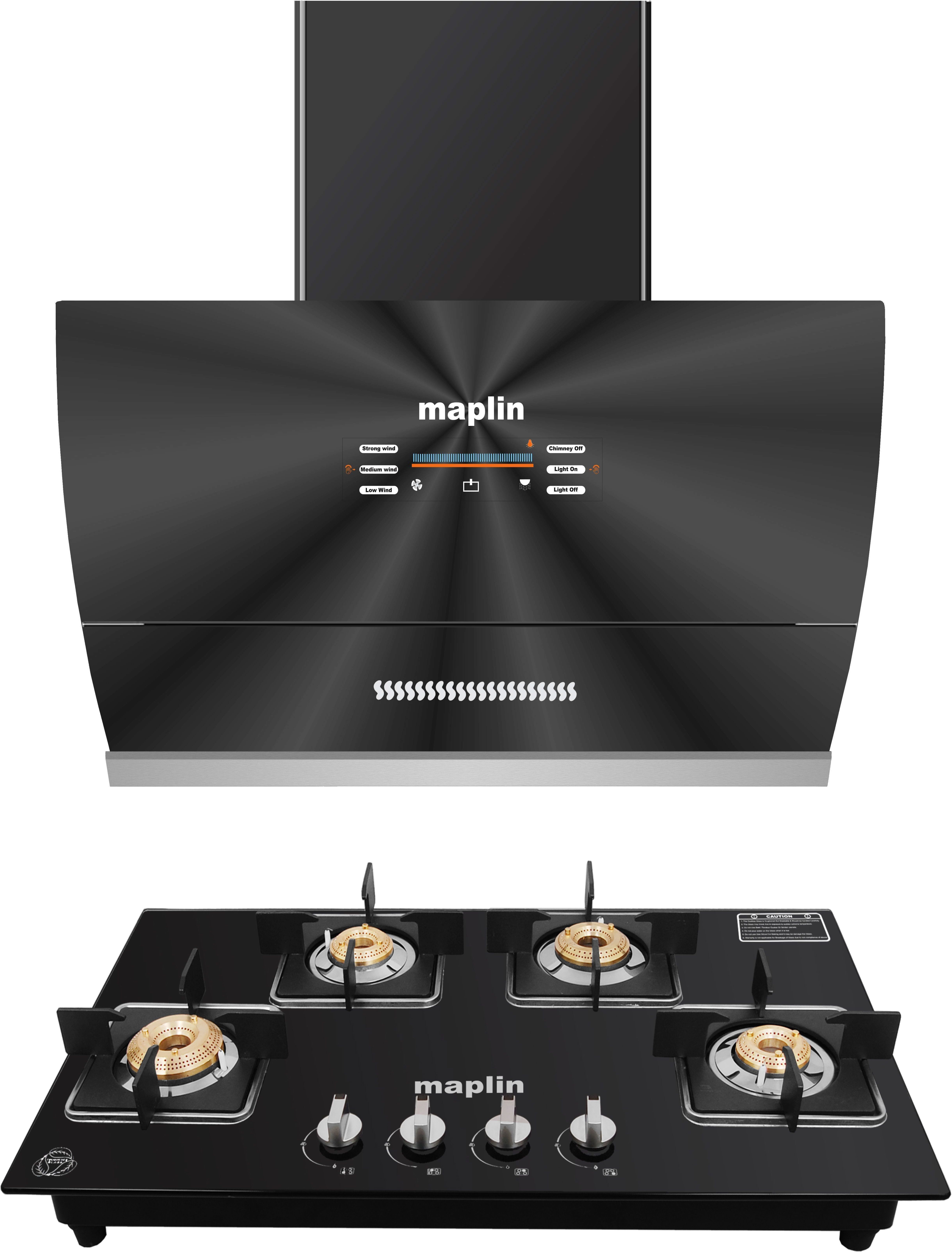 Combo of Voice Chimney VC90 + Gas Cooktop GH04 Auto Clean Wall Mounted Black 1400 CMH Chimney-image-21