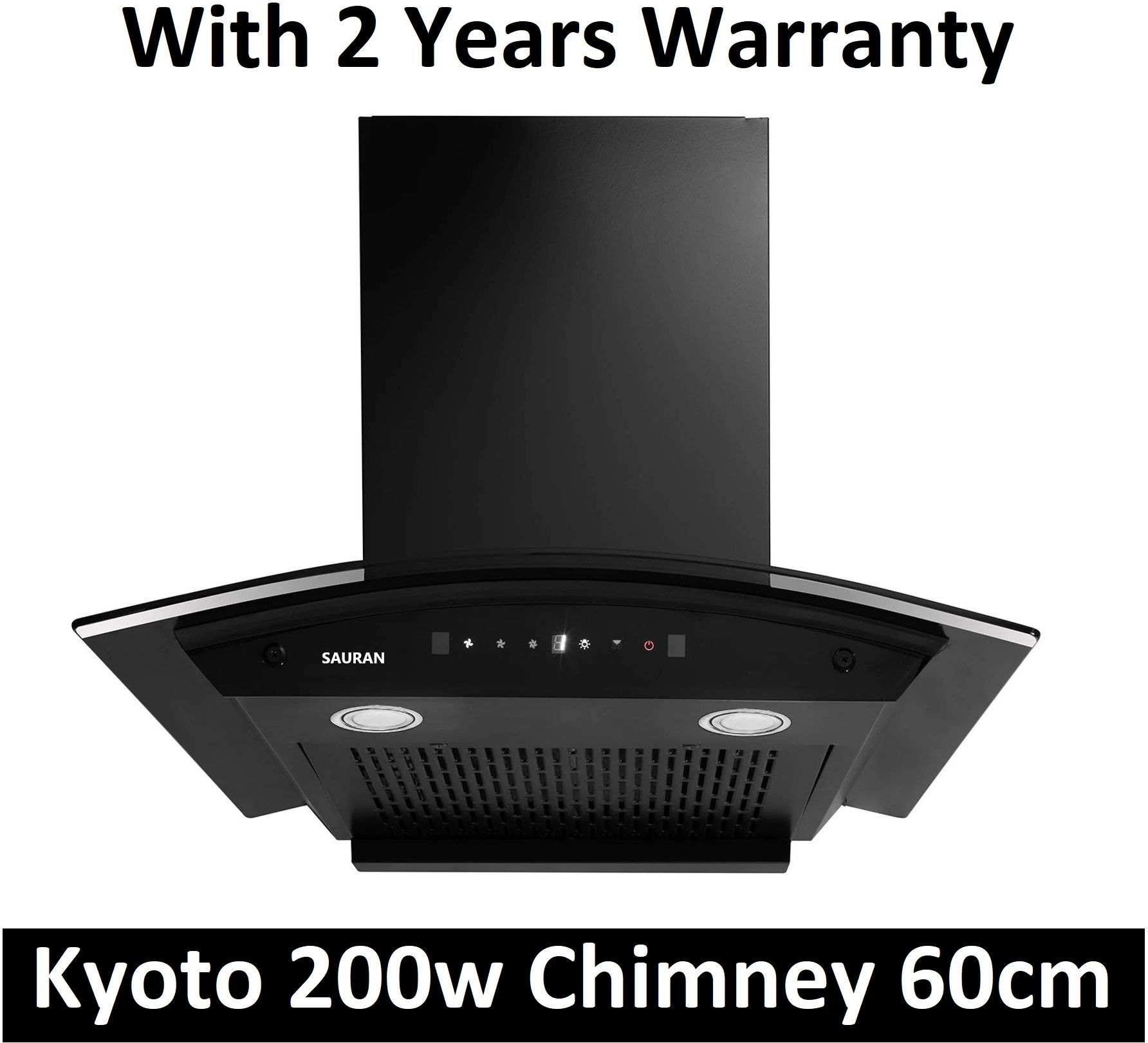 sauran Kyoto Kitchen Chimney 60cm Auto Clean Touch Control With Warranty(CHM26) Auto Clean Wall and Ceiling Mounted Black 1300 CMH Chimney-picture-24