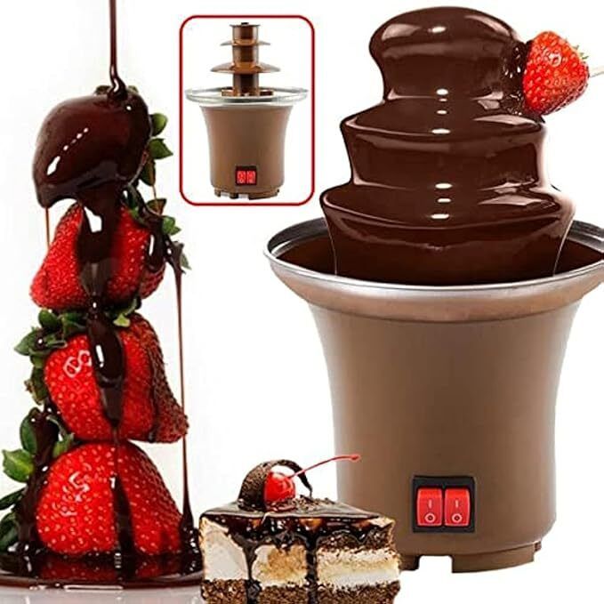 Chocolate Fondue Fountain, 3 Layers Creative Design Electric Mini Chocolate Melt Chocolate Fountain Maker