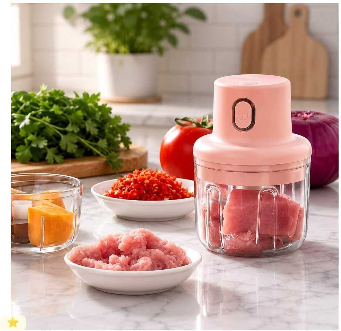 megamartdeals Wireless Electric Mini Food Chopper 250ml Electric Chopper-picture-38