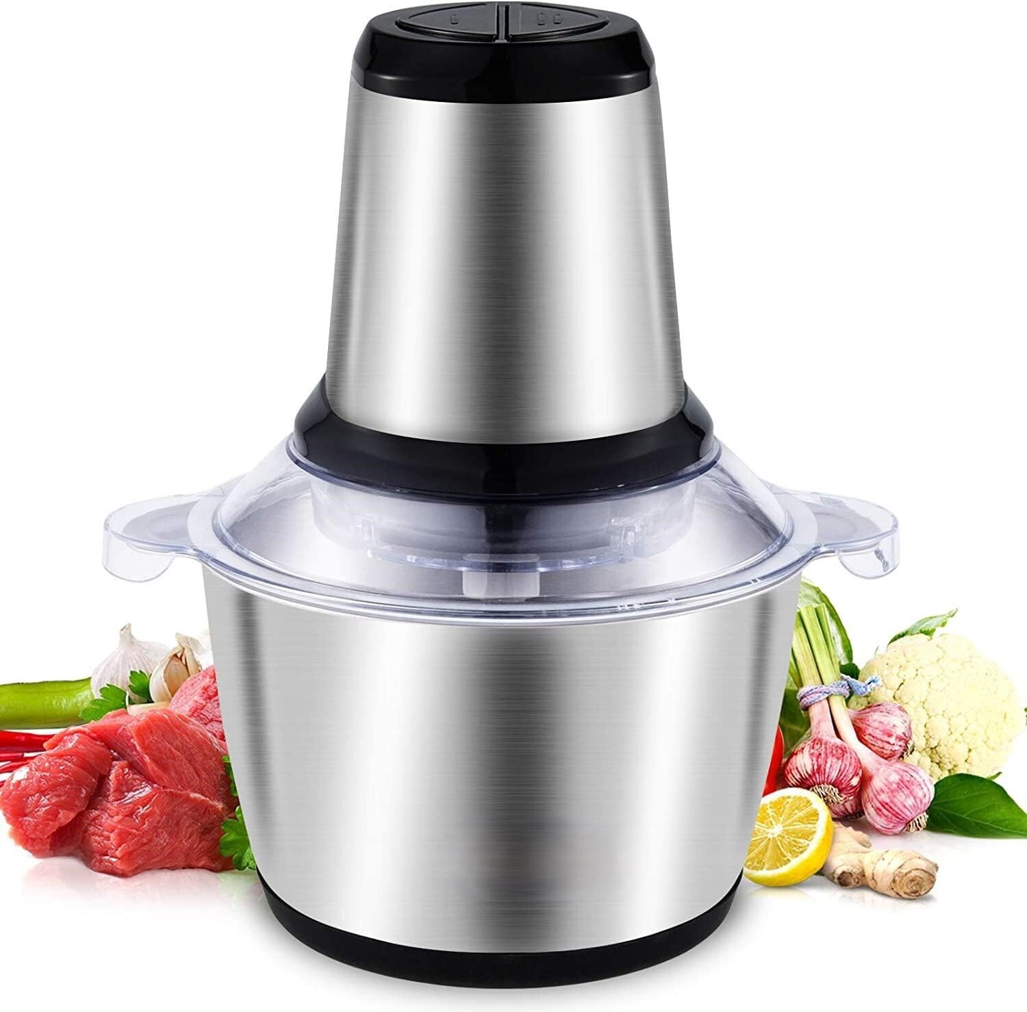 Stainless Steel Electric Meat Grinders with Bowl Heavy for Kitchen Food Chopper Electric Vegetable & Fruit Chopper