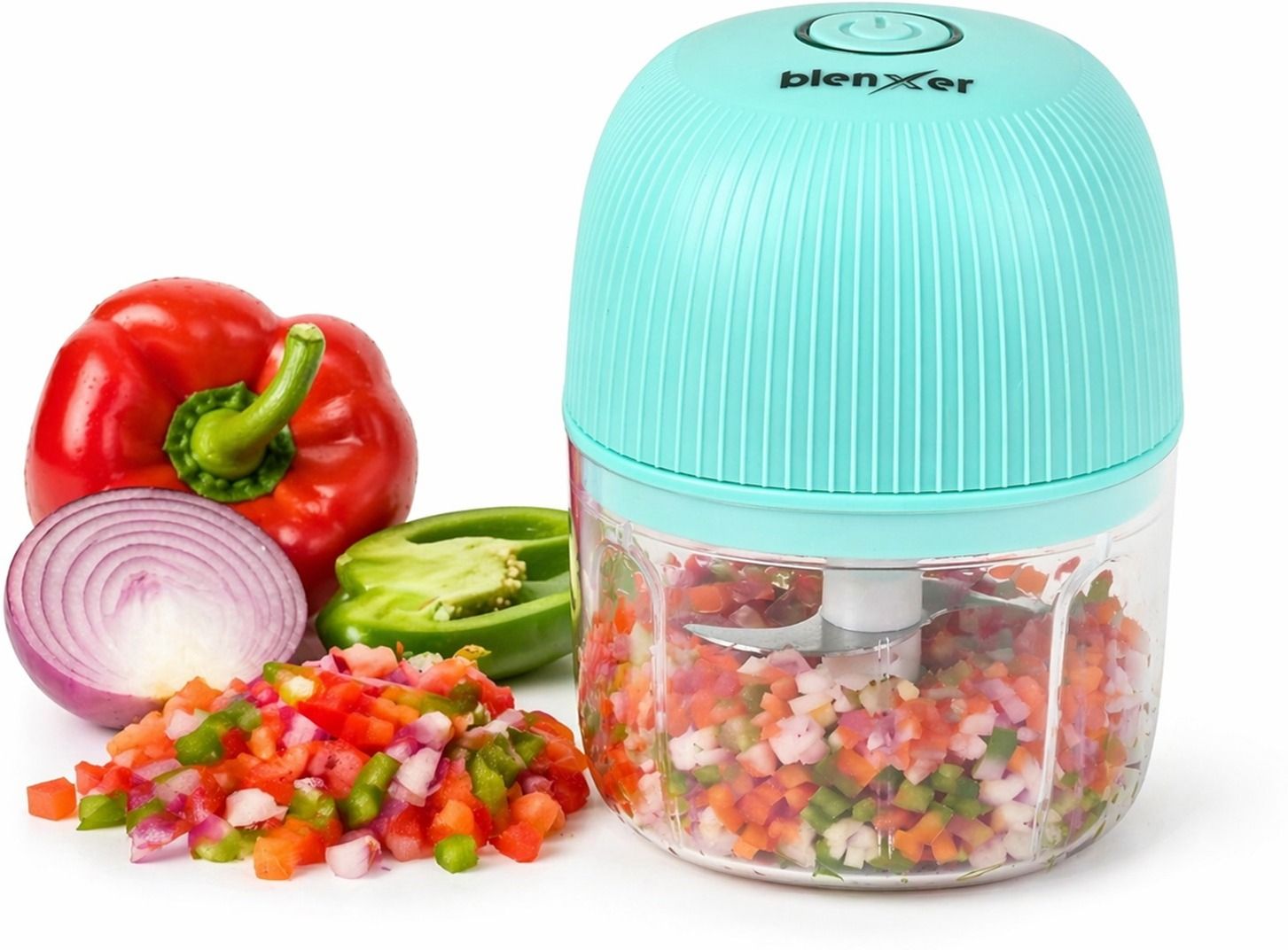 blenxer Mini Electric Rechargeable Chopper 250ml One Touch Vegetable Cutter Electric Vegetable & Fruit Chopper-picture-11