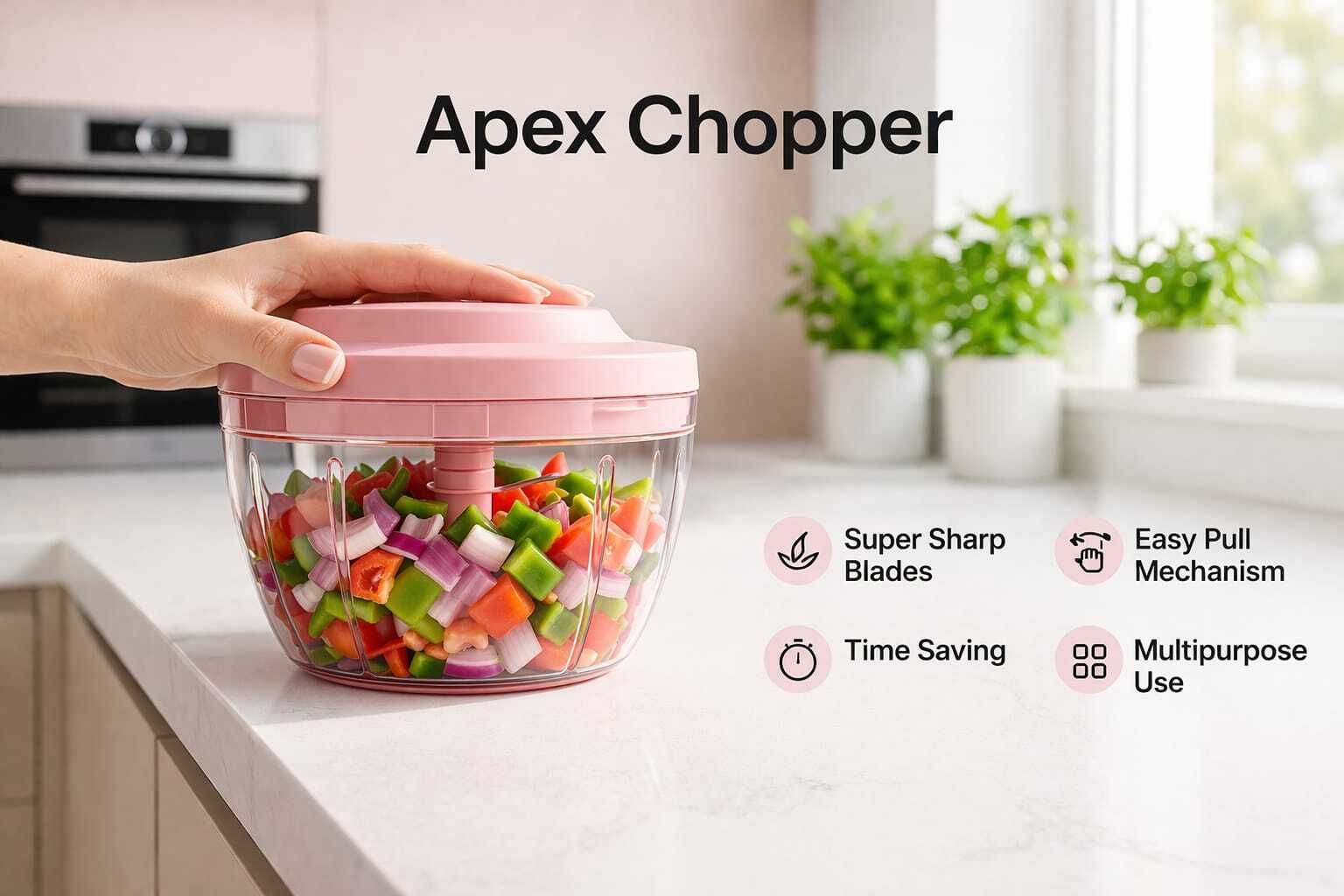 APEX Vegetable Chopper 450ML. Electric Vegetable & Fruit Chopper-image-25