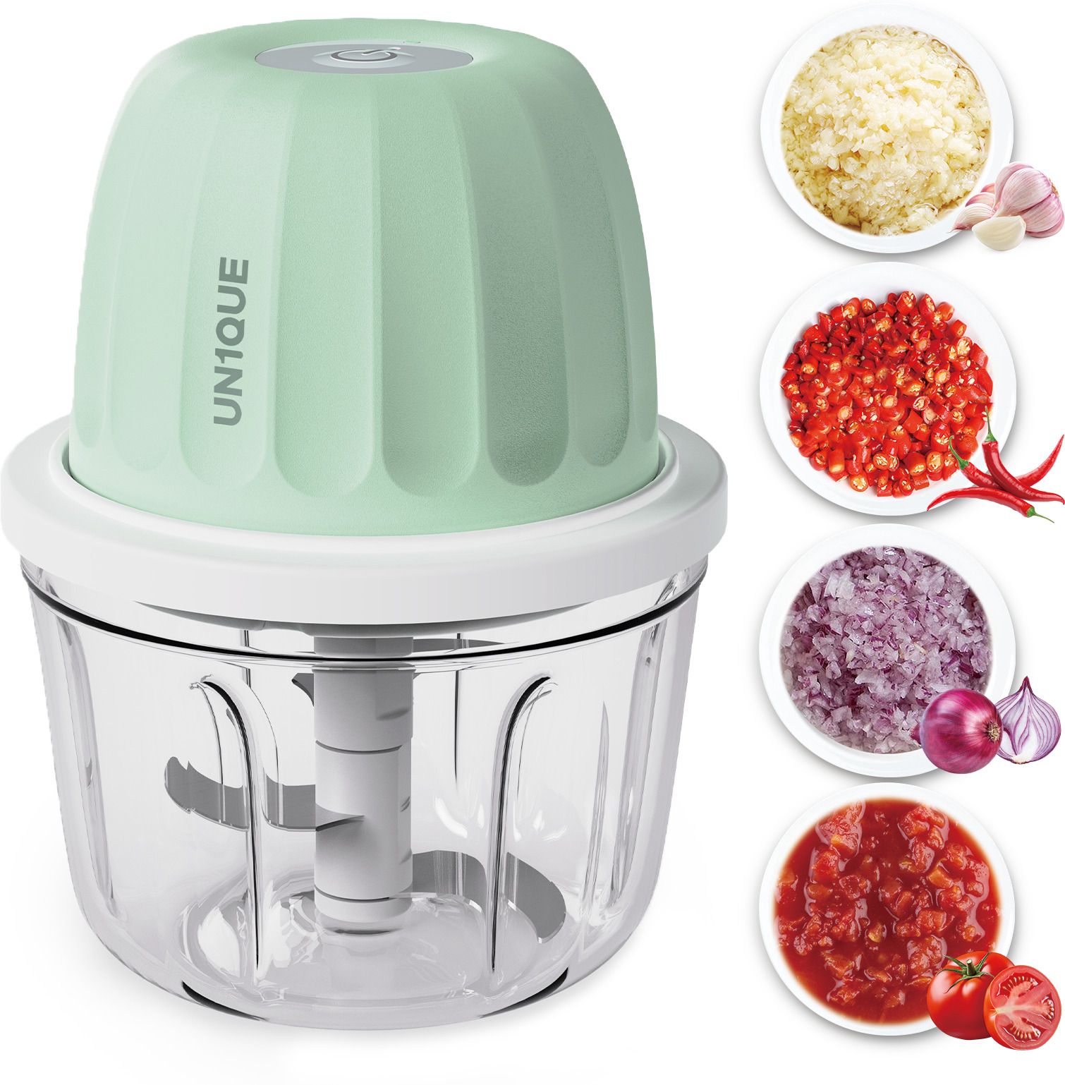 un1que Mini Electric Chopper|One-Touch Operation| 304 Stainless Steel Blade| Food-Grade Electric Vegetable & Fruit Chopper-picture-13