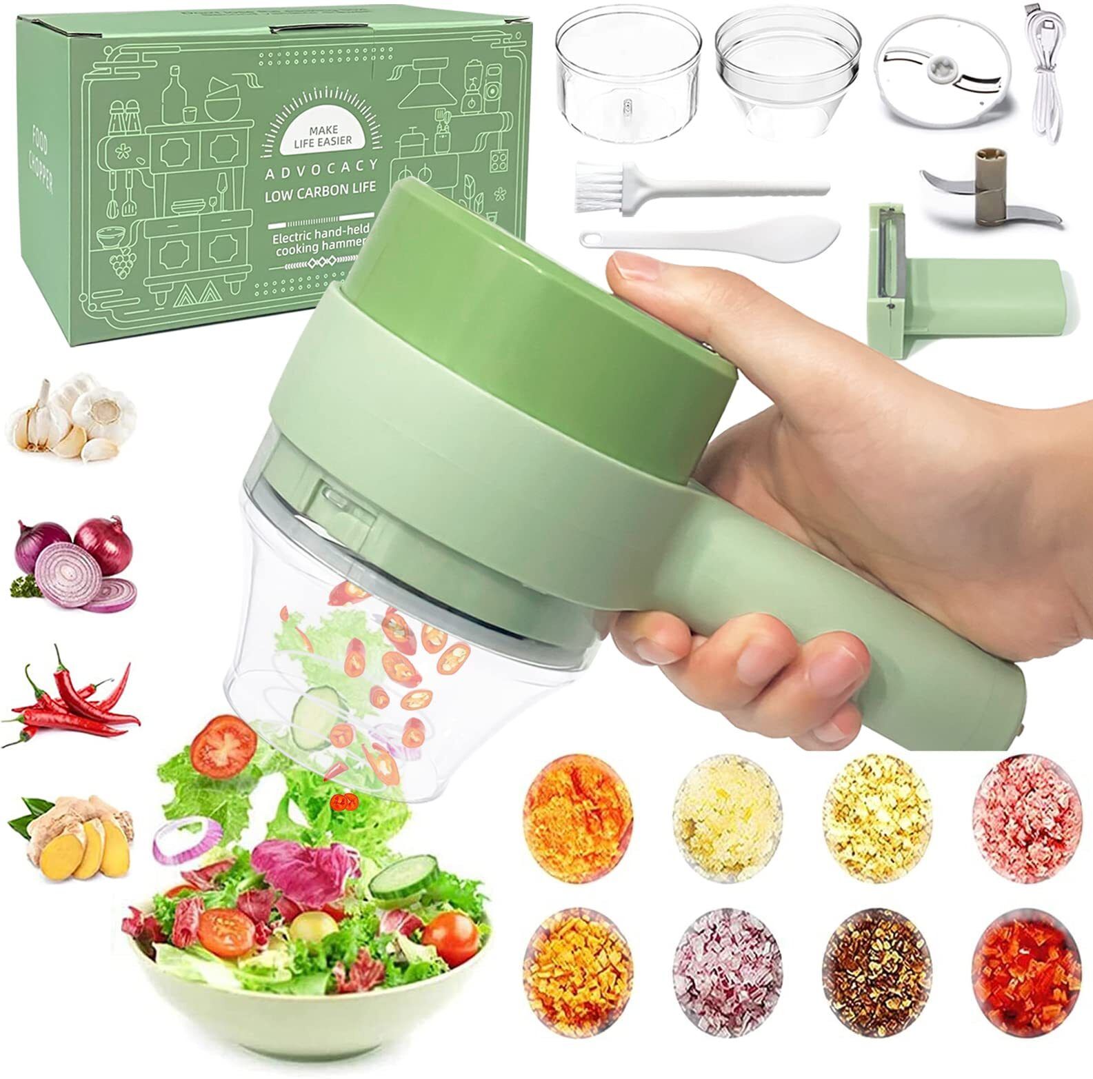 4 in 1 Handheld Electric Vegetable Chopper Electric Vegetable & Fruit Chopper-image-3