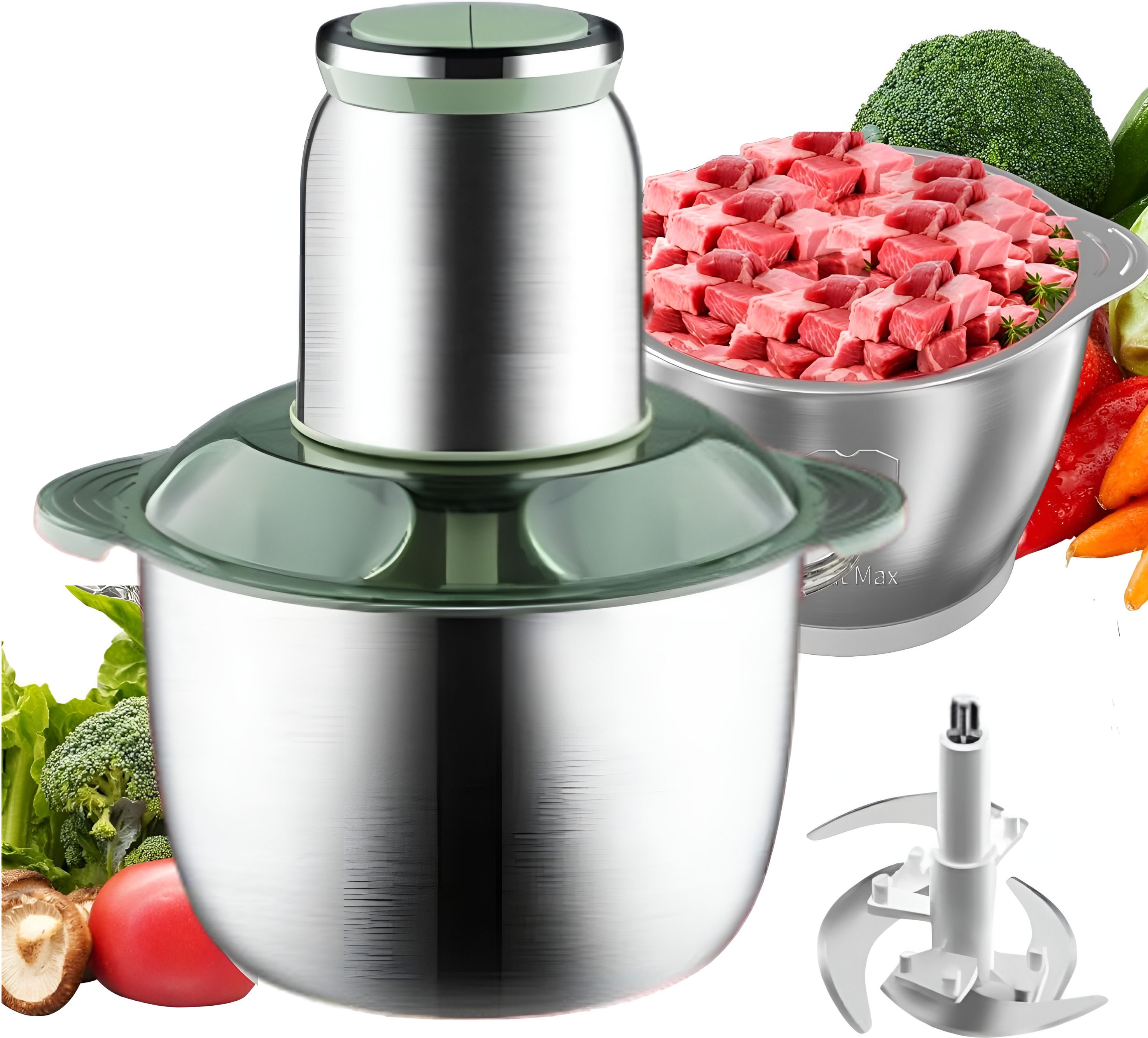 opriq Electric Chopper, Meat Grinders with Stainless Steel Bowl Heavy 250W Motor Electric Vegetable & Fruit Chopper-picture-12