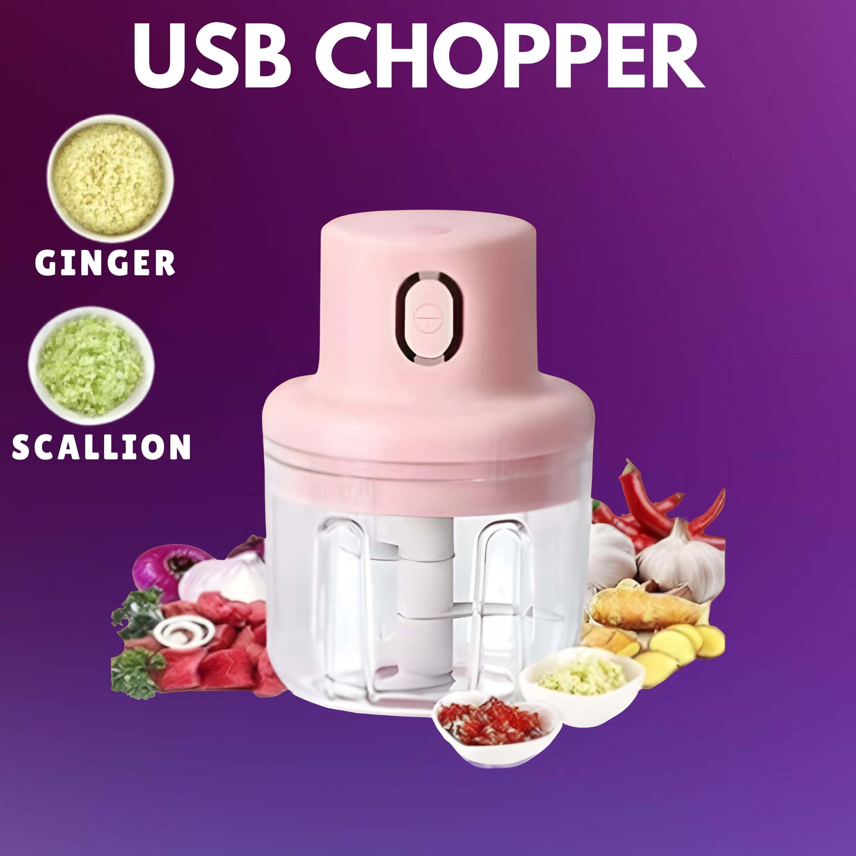 princemarkett N01-Chopper Portable Electric Food Chopper Mini Kitchen Tool for Meal xz282 Electric Vegetable & Fruit Chopper-picture-2