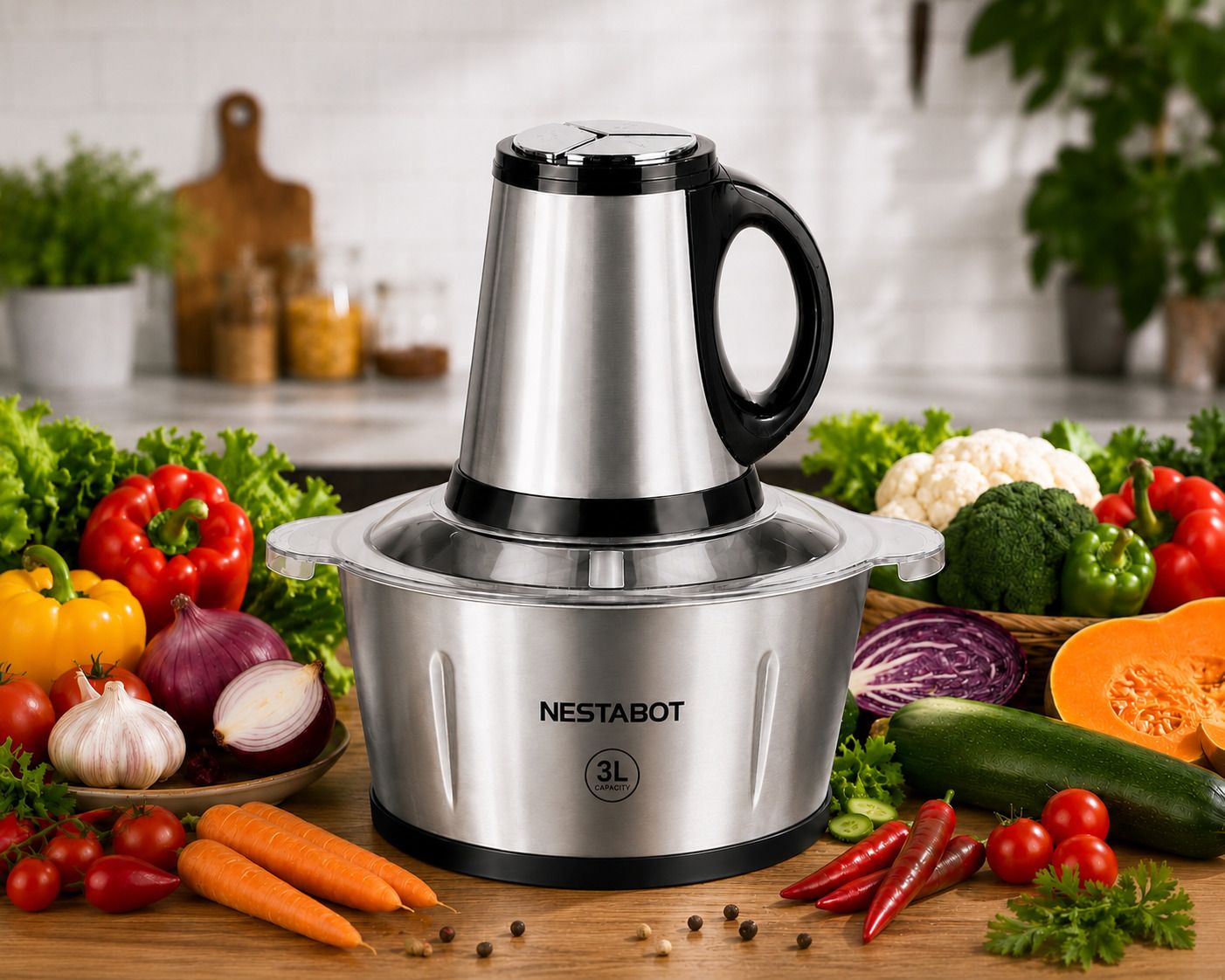 nestabot 3L Multipurpose Electric Food Chopper with Stainless Steel Bowl Electric Vegetable & Fruit Chopper-picture-22