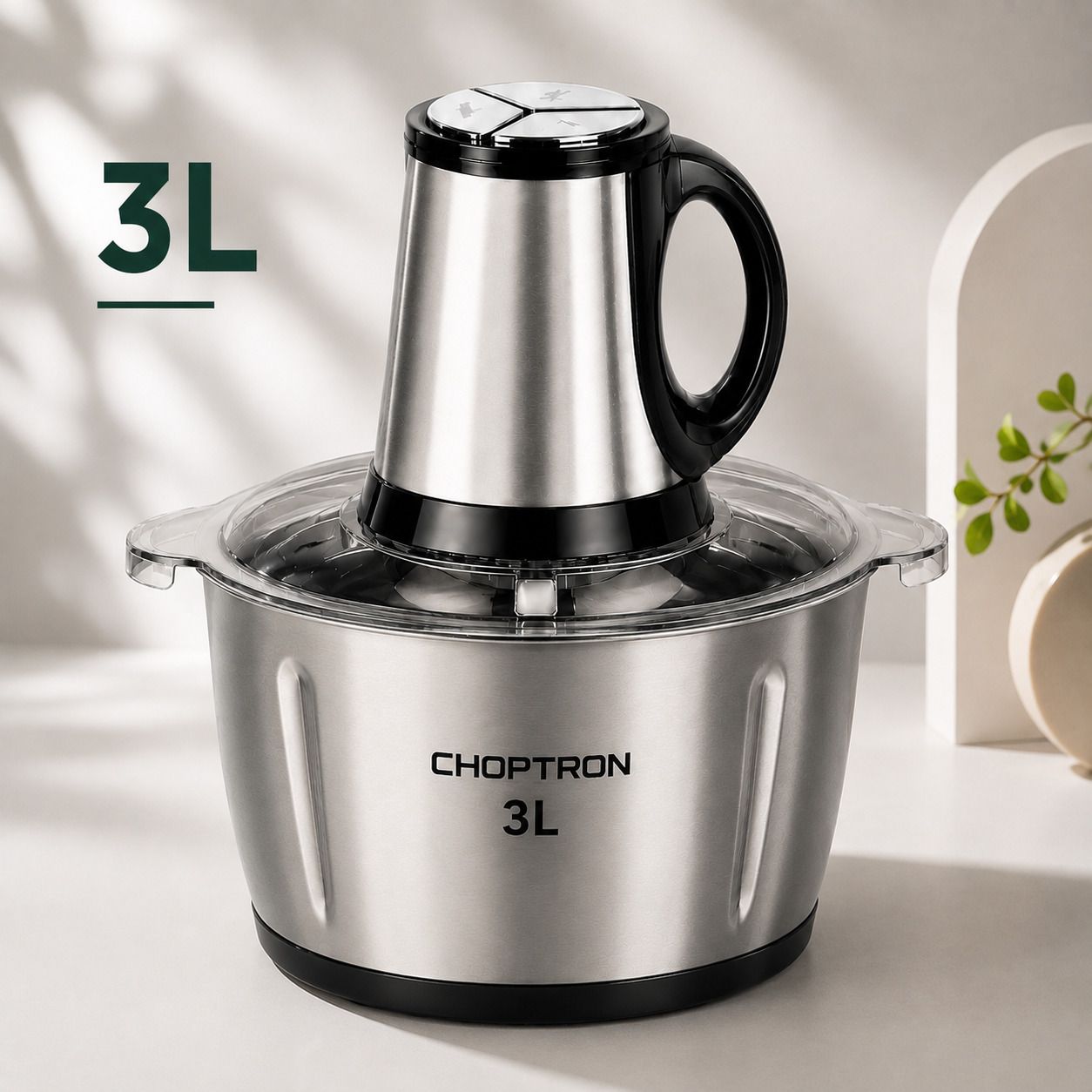 Electric Food Chopper with Stainless Steel Bowl 3L & 4D Blades Electric Vegetable & Fruit Chopper-image-27