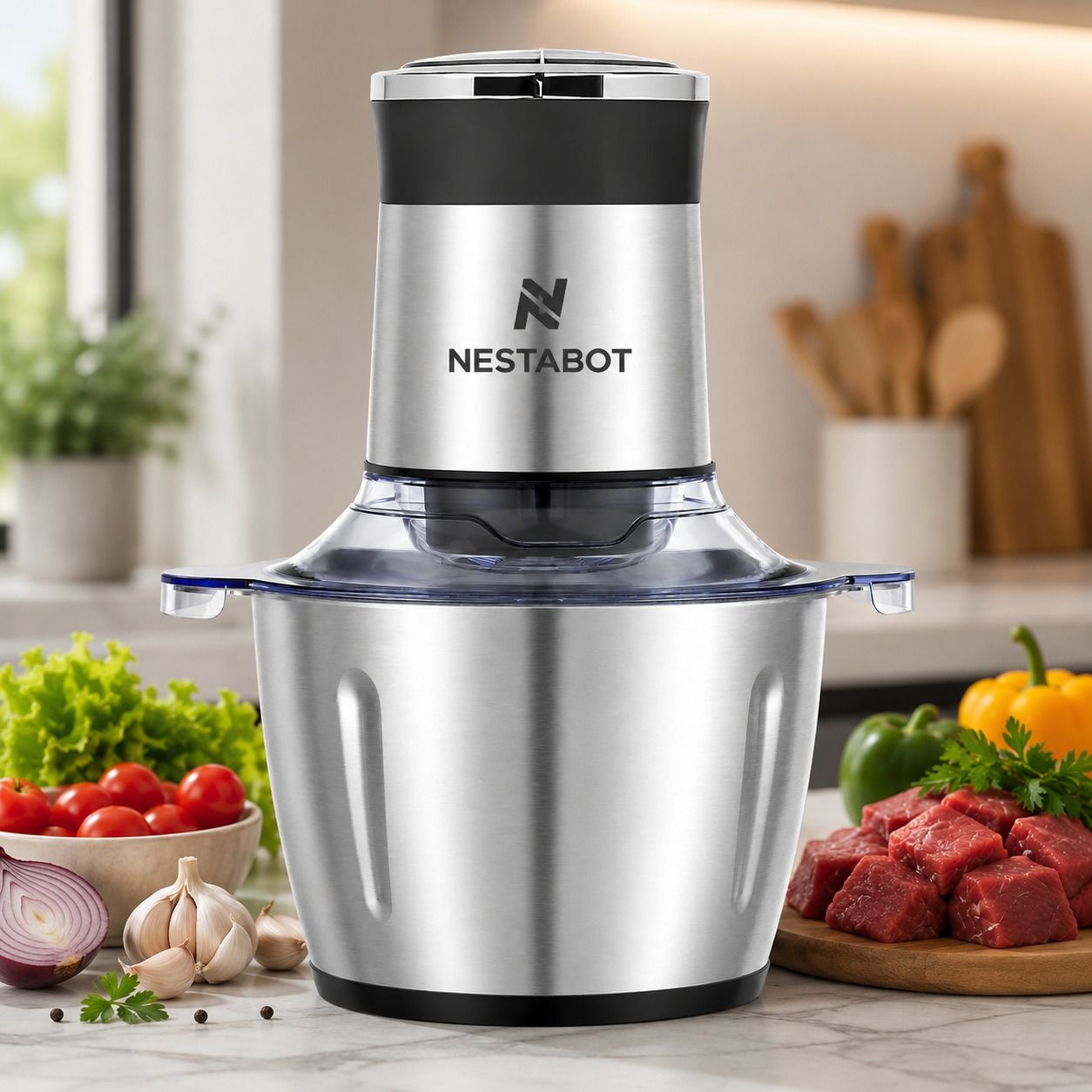 2L Electric Food Chopper Stainless Steel Blades Meat & Vegetable Chopper Electric Vegetable & Fruit Chopper-image-42