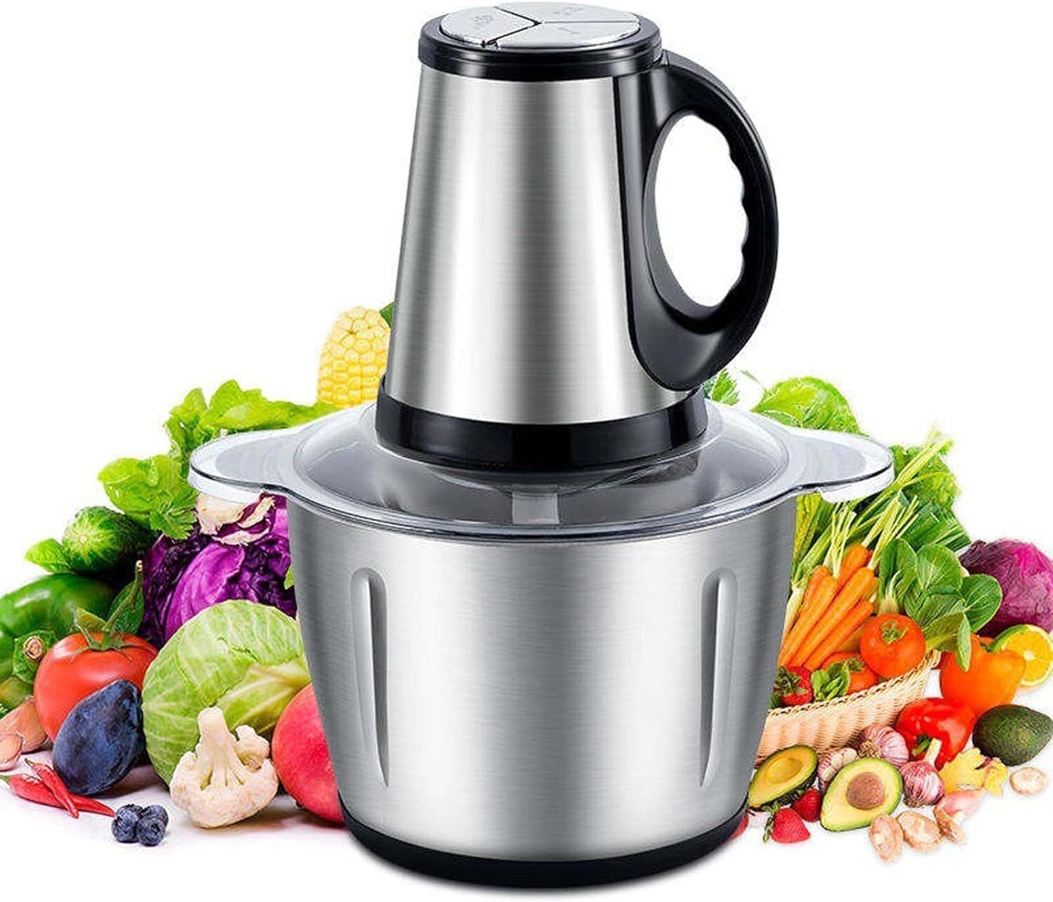 wolfant Steel Meat Grinder 2 Liter with Handle - Stainless Steel Heavy Duty Food Chopper Electric Vegetable & Fruit Chopper-picture-43