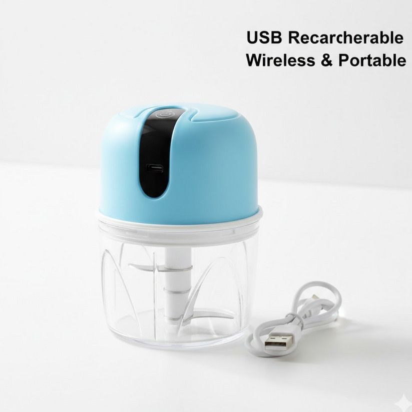 emourya Wireless USB Rechargeable Mini Electric Garlic Chopper – 300ml Electric Vegetable & Fruit Chopper-picture-12