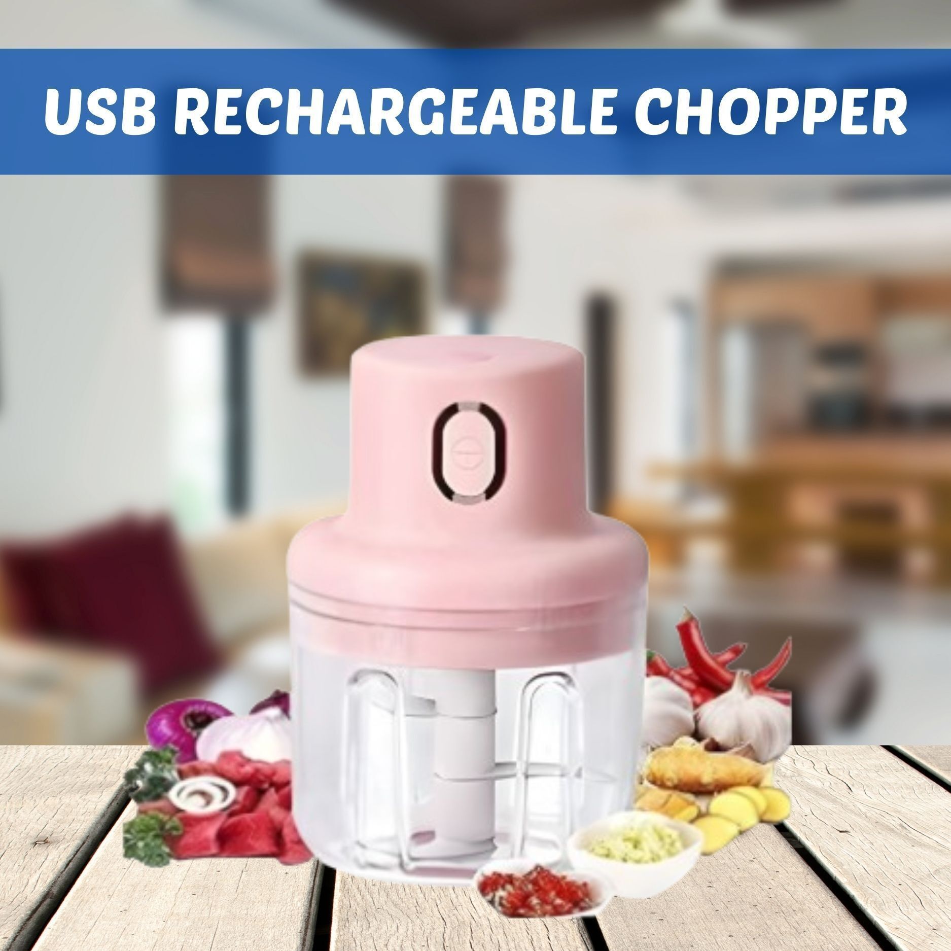 radhe Chopper (Electric Rechargeable Chopper) for Kitchen Vegetable Garlic Onion B119 Electric Vegetable & Fruit Chopper-picture-33