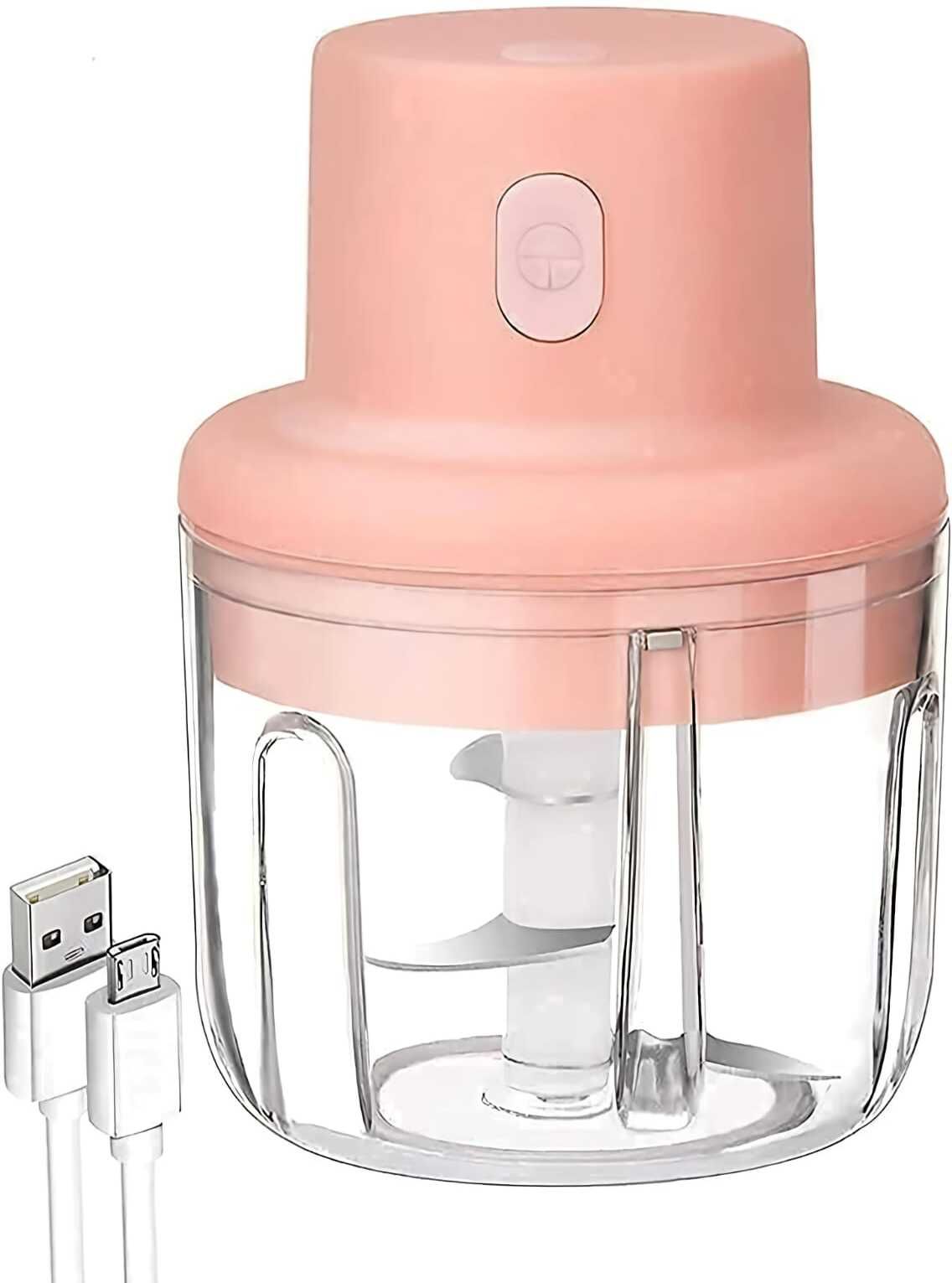 Electric Mini Garlic Chopper With Usb Charging Supported (PINK) Electric Vegetable & Fruit Chopper