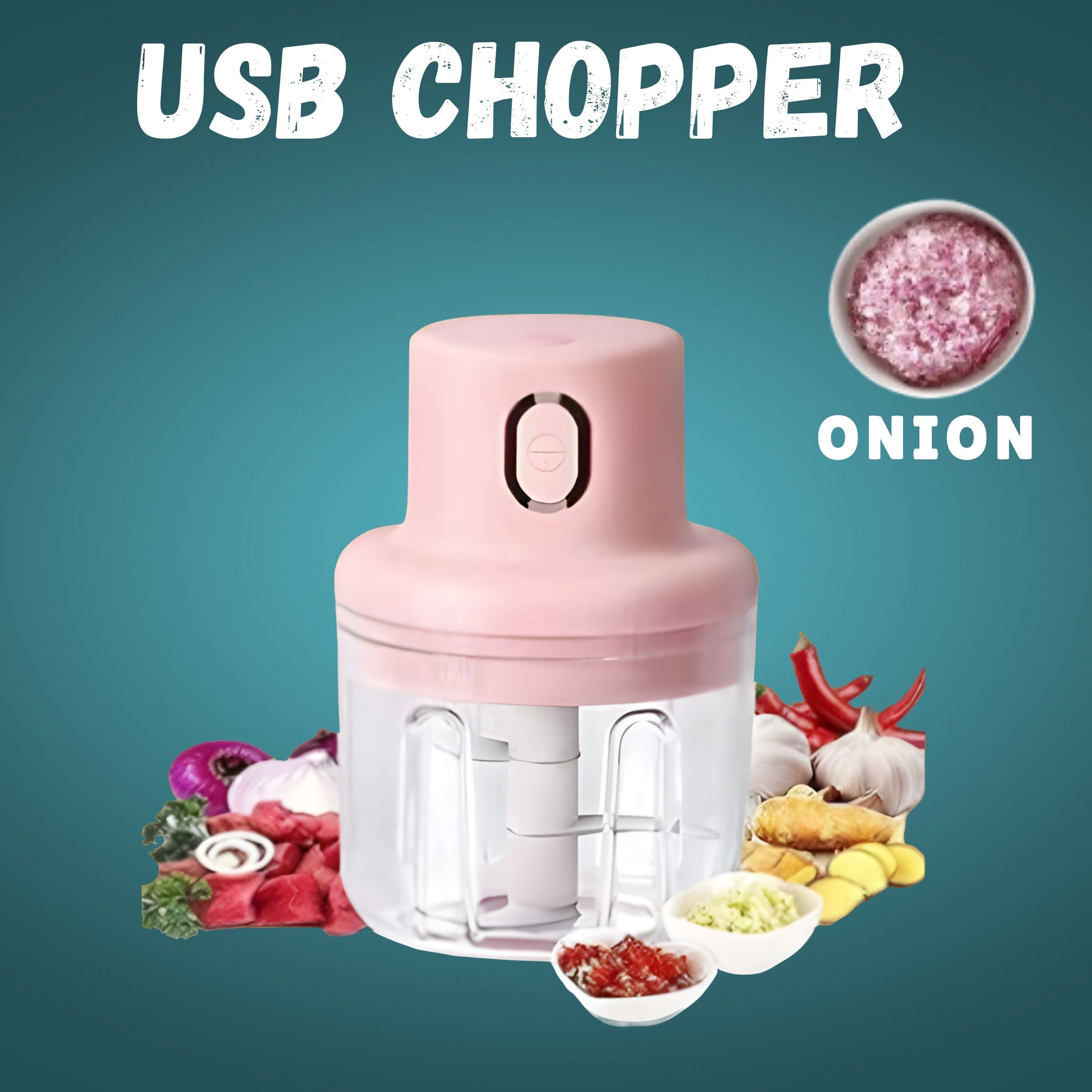 radhe Electric Chopper, Rechargeable Chopper for Kitchen Vegetable & Onion Garlic D492 Electric Vegetable & Fruit Chopper-picture-9